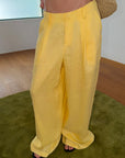 0122stepll Linen-Feel High Waist Wide Leg Pants