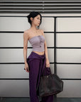 Hydrae Draped Shawl Strapless Top & Wide-Leg Pants Set