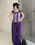 Hydrae Draped Shawl Strapless Top & Wide-Leg Pants Set