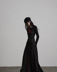 DOINDULGE Embroidered Eye Graphic Ribbed Long Sleeve T-Shirt