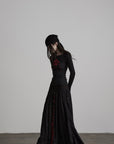 DOINDULGE Layered Draped Panel Gothic Maxi Skirt