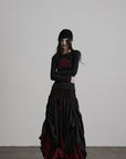 DOINDULGE Embroidered Eye Graphic Ribbed Long Sleeve T-Shirt