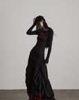 DOINDULGE Layered Draped Panel Gothic Maxi Skirt