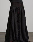 DOINDULGE Layered Draped Panel Gothic Maxi Skirt