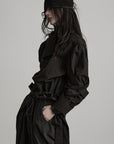 DOINDULGE Sculptural Ribbon Sleeve High Neck Shirt