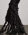 DOINDULGE Layered Ruffle Gothic Asymmetric Long Skirt