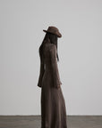 DOINDULGE High Neck Gathered Gothic Flare Sleeve Maxi Dress