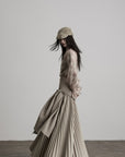 DOINDULGE Draped Pleated Layered Long Skirt