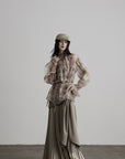 DOINDULGE Draped Pleated Layered Long Skirt