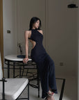 Hydrae Robe longue dos nu à découpes et col halter