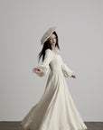 DOINDULGE Lace Structured Square Neck Long Dress