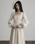 DOINDULGE Lace Structured Square Neck Long Dress