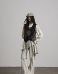 DOINDULGE Asymmetric Patchwork Textured Vest