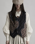 DOINDULGE Asymmetric Patchwork Textured Vest
