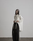 DOINDULGE Draped Batwing Sleeve Drawstring Shirt