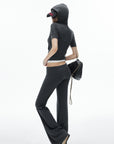 IAMXIAA Fitted Zip-Up Hoodie & Low-Rise Flare Set
