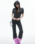 IAMXIAA Fitted Zip-Up Hoodie & Low-Rise Flare Set