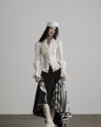 DOINDULGE Asymmetric Ruffle Patchwork Skirt