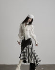 DOINDULGE Asymmetric Ruffle Patchwork Skirt