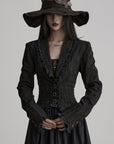 DOINDULGE Structured Pinstripe Tailored Gothic Maxi Dress