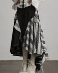 DOINDULGE Asymmetric Ruffle Patchwork Skirt