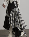DOINDULGE Asymmetric Ruffle Patchwork Skirt