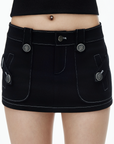 IAMXIAA Metal Crest Low-Rise Fitted Mini Skirt