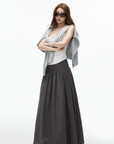 IAMXIAA High-Rise Gathered Maxi Skirt with Raw Hem Detail