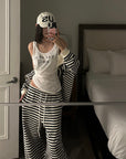 WARDEN EDGE Striped Cropped Hoodie and Wide-Leg Pants Set
