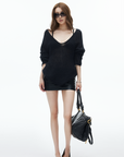 IAMXIAA Slouchy Sheer V-Neck Knit Cover-Up
