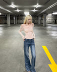 Rase le sol Structured Seam Flared Denim Pants