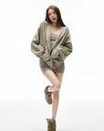 IAMXIAA Sweat à capuche zippé & Ensemble robe débardeur moulant côtelé, doux, extensible, tenue décontractée Y2K