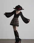DOINDULGE Plaid Pleated Lace-Trim Mini Skirt