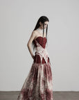 DOINDULGE Deconstructed Lace Panel Maxi Skirt
