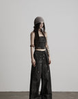 DOINDULGE Distressed Wide Leg Pants