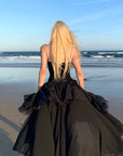 Rase Le Sol Sheer Layered Corset Top & Asymmetric Ruffle Skirt Set
