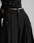 DOINDULGE Shadow Stripe Balloon Pants with Gathered Hem