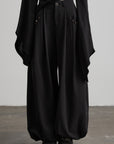 DOINDULGE Shadow Stripe Balloon Pants with Gathered Hem