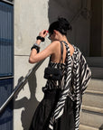 ROVENTE ゼブラアシンメトリックドレープスカーフトップ