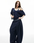 IAMXIAA Pinstripe Low Rise Wide Leg Pants