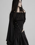 DOINDULGE Asymmetric Draped One-Shoulder Top