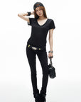 IAMXIAA Low Rise Slim Fit Zip Hem Pants