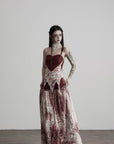 DOINDULGE Deconstructed Lace Panel Maxi Skirt