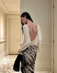 0122stepll 로우 백 슬림 핏 맥시 원피스