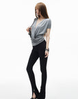 IAMXIAA Low Rise Slim Fit Zip Hem Pants