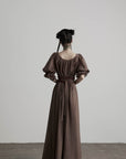 DOINDULGE Square Neck Puff Sleeve Maxi Dress