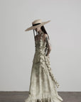DOINDULGE Strapless Smocked Ruffle Maxi Dress