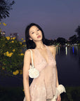 Hydrae Sheer Embroidered Halter Top