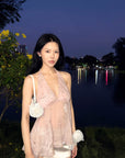Hydrae Sheer Embroidered Halter Top