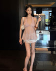 Hydrae Sheer Embroidered Halter Top
